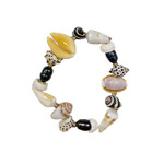 18cm Mixed Shell and Black Pearl Stretch Bracelet