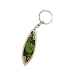 Surfboard Wood Cutout Keychain Monstera Design