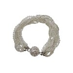 Glass and Faceted Bead Bracelet with Magnetic Ball Clasp Clear