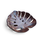 Hand Carved Cocoshell Soap Dish Monstera