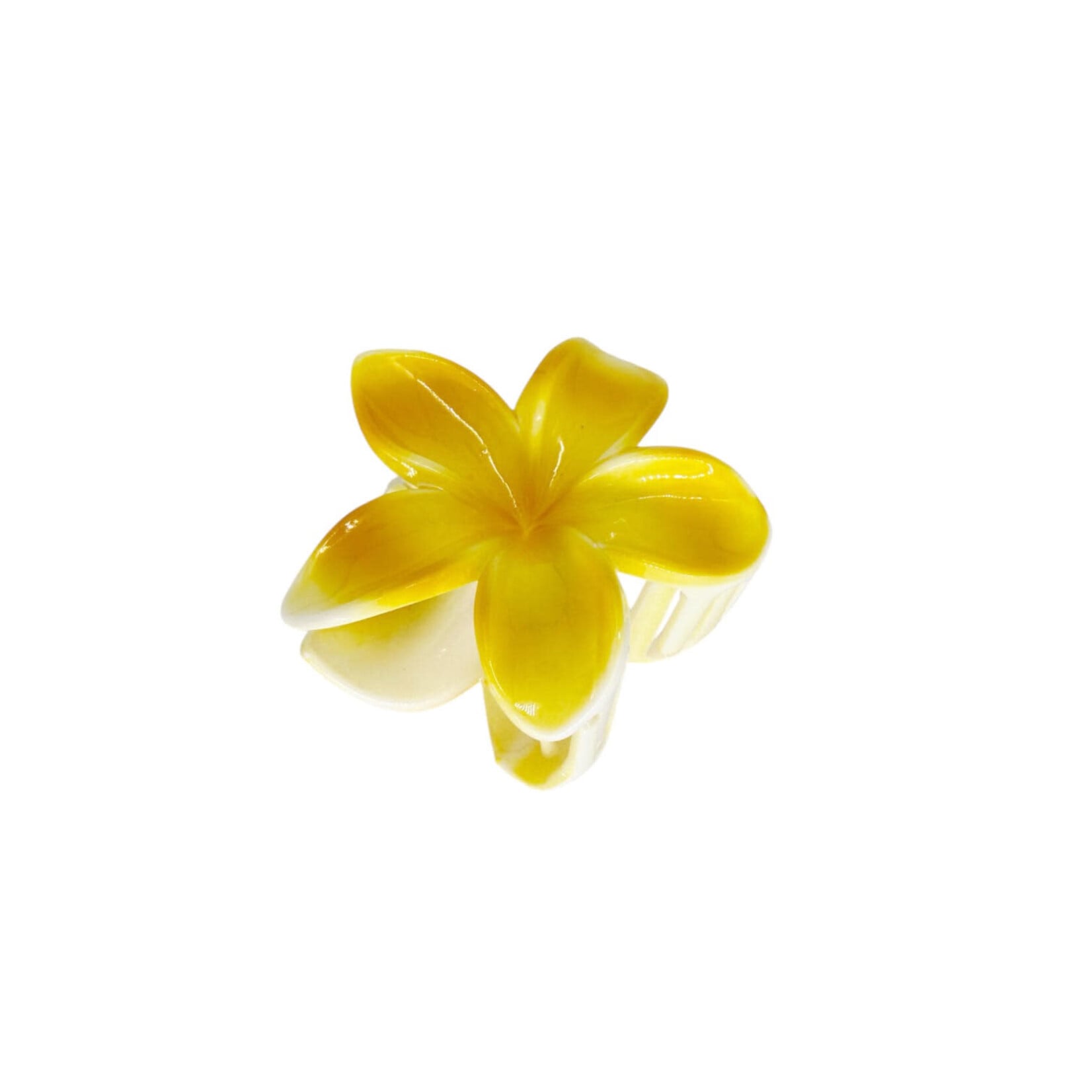 Large 3" Plumeria Hair Claw Vibrant Yellow