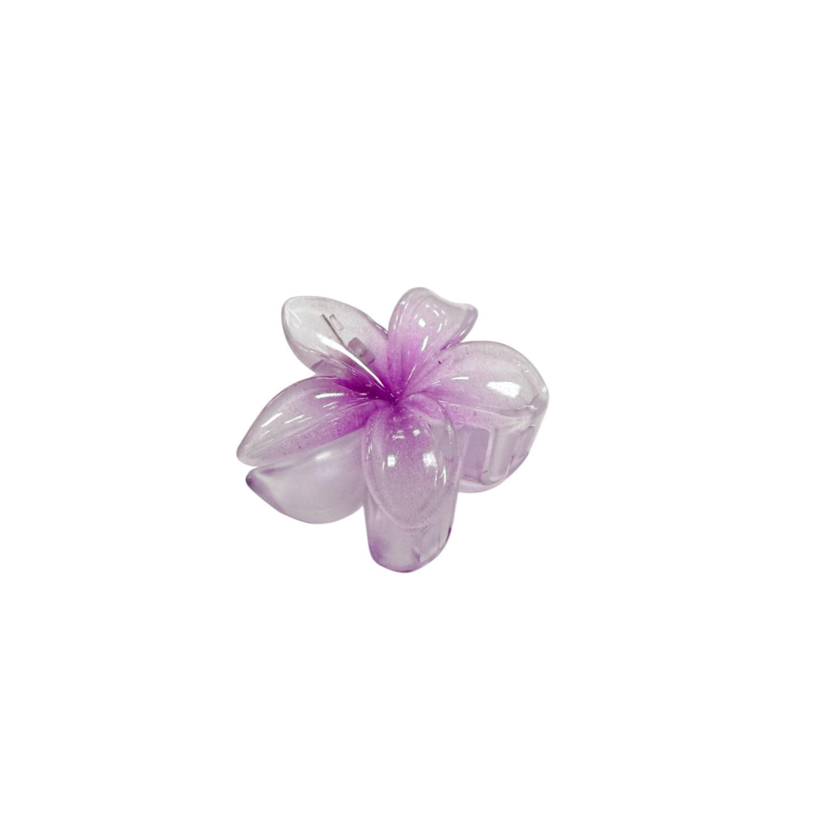 Small 2" Plumeria Hair Claw  Clear Light Purple