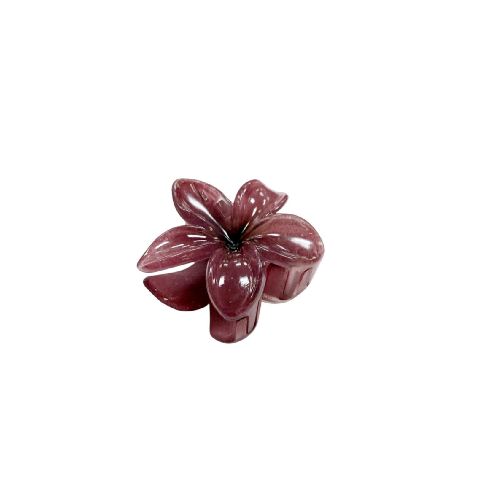 Small 2" Plumeria Hair Claw Opaque Burgundy