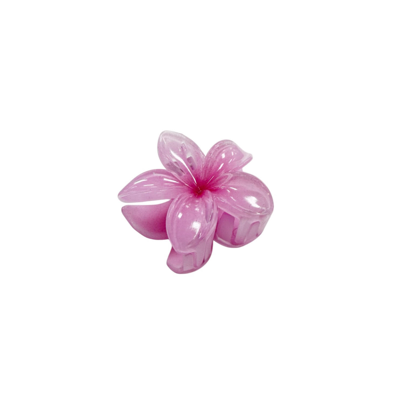 Small 2" Plumeria Hair Claw Opaque Pink Dark Pink Center