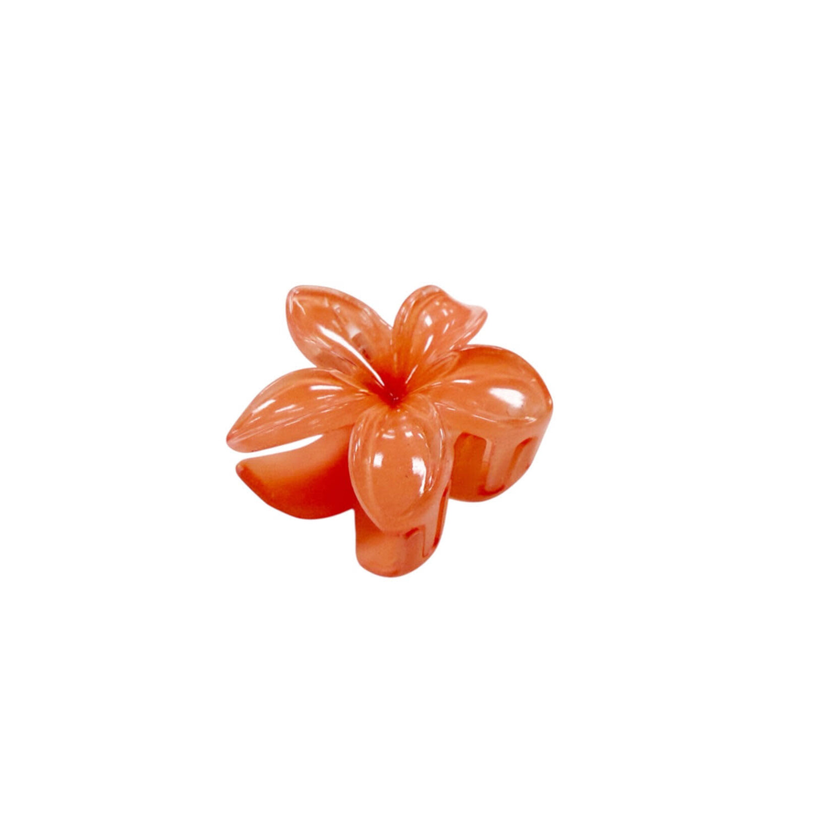 Small 2" Plumeria Hair Claw Opaque Orange