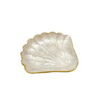 Hand Made Capiz Shell Dish Shell Shape Gold Rim