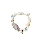 16-17cm Mixed Shell Opihi Accented and Turquoise Beach Glass Bracelet