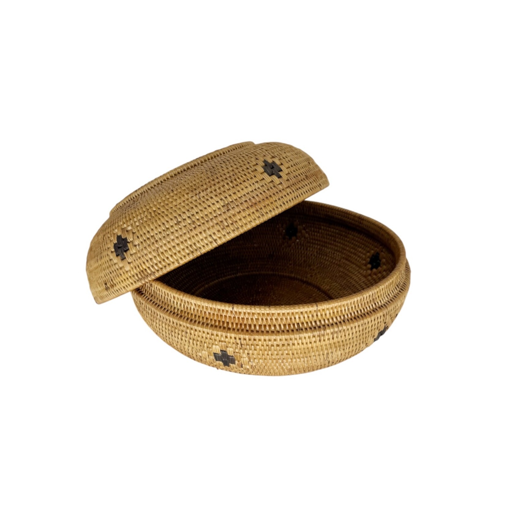 Hand Woven Ata Basket #145 Round Bowl with Lid