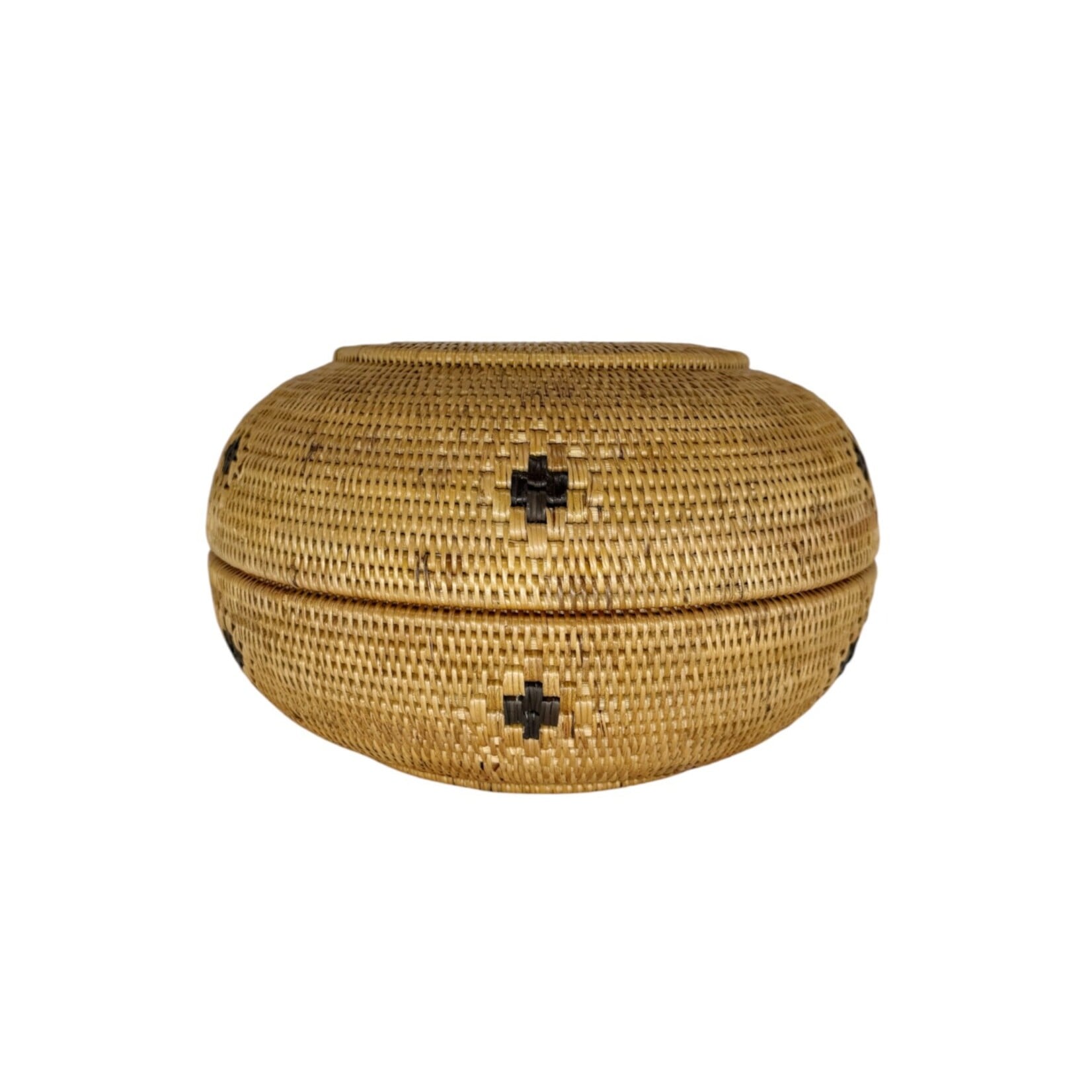 Hand Woven Ata Basket #145 Round Bowl with Lid