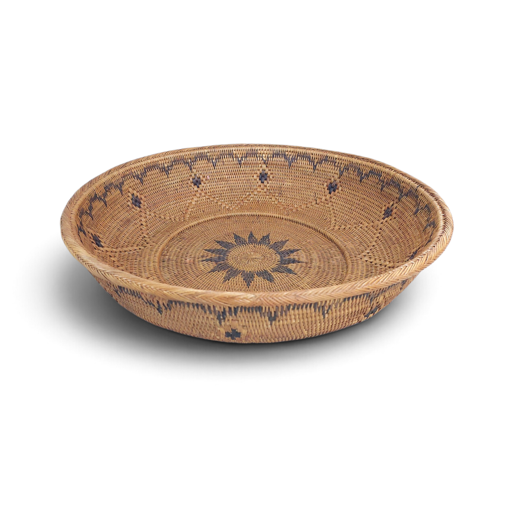 Hand Woven Ata Basket #149 Large Patterned Round Bowl