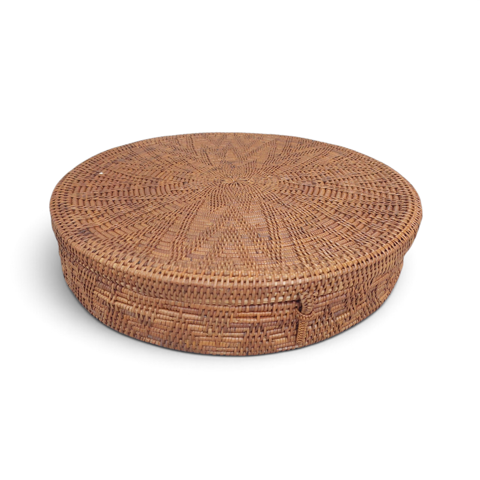 Hand Woven Ata Basket #150 Large Round Box with Lid