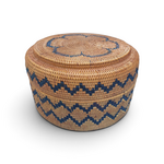 Hand Woven Ata Basket #151 Large Round Patterned Box with Lid