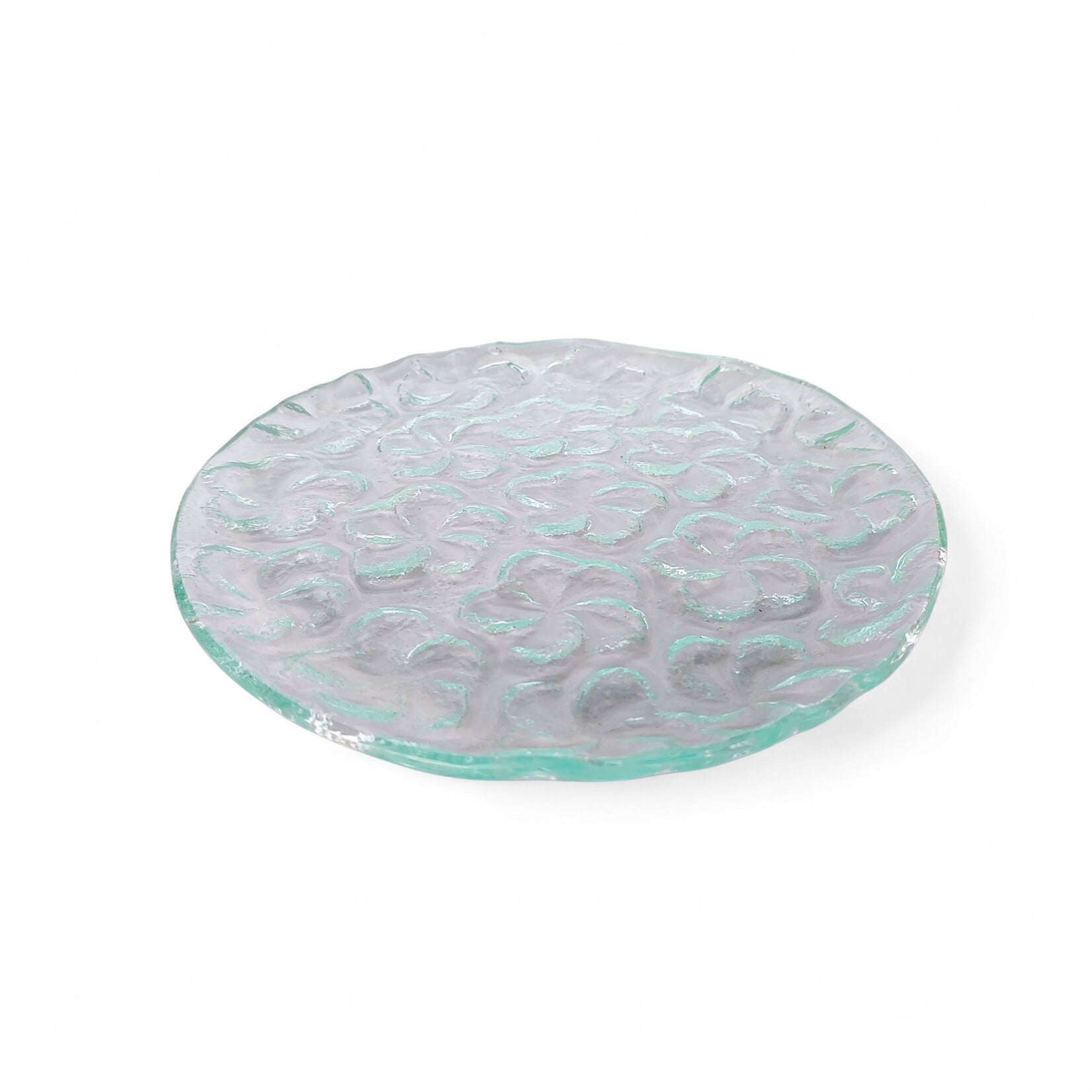 8.5" Handmade Round Plumeria Recycled Glass Plate