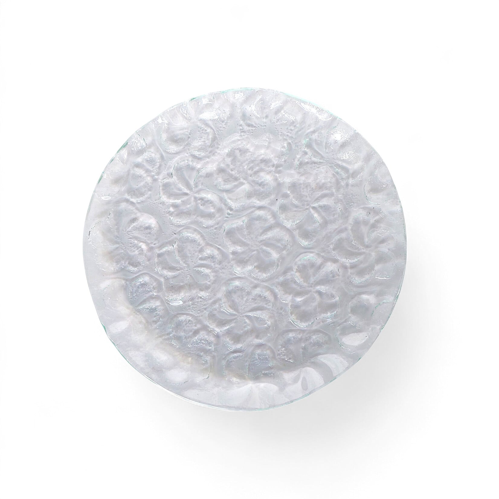 8.5" Handmade Round Plumeria Recycled Glass Plate