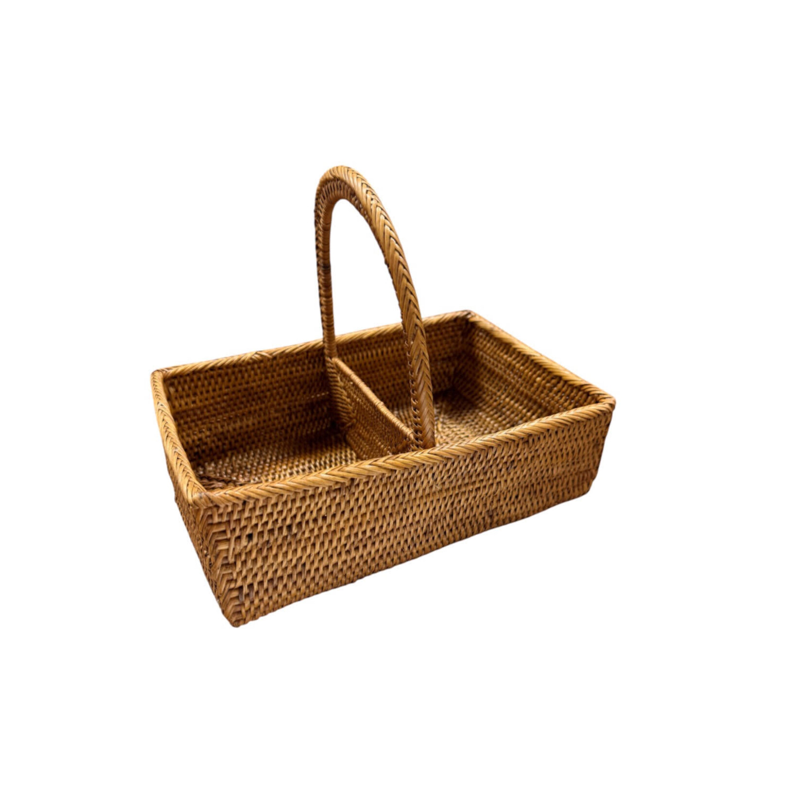 Hand Woven Ata Basket #164 Divided Basket with Handle