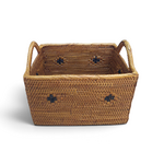 Hand Woven Ata Basket #166 Rectangle Basket Patterned with Handles