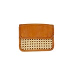 Hand Woven Cane Rattan Bag with Leather Trim  Crossbody