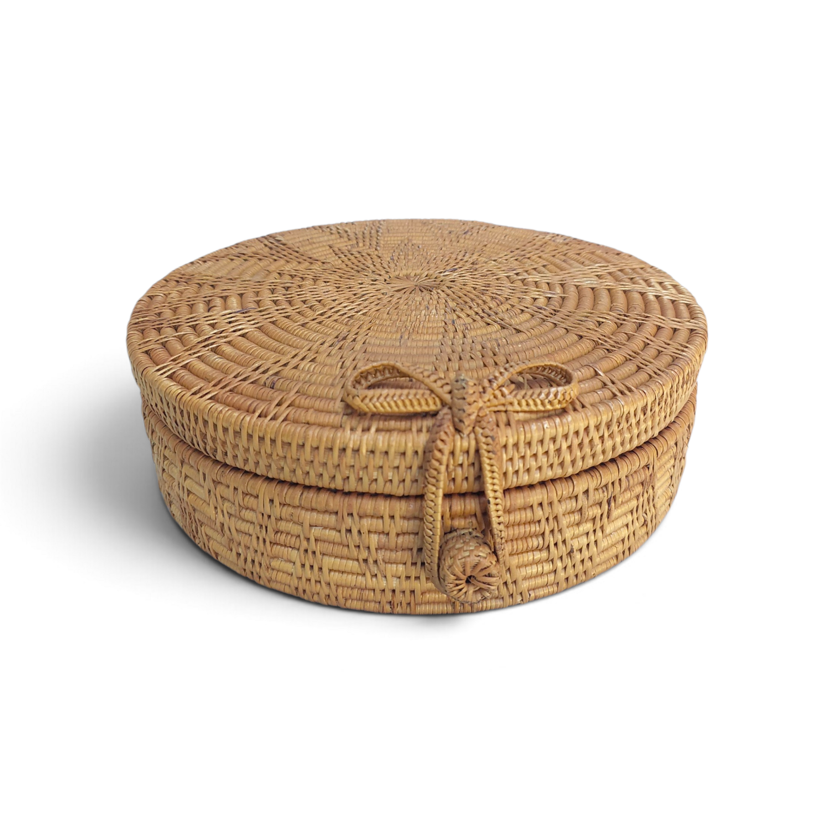 Hand Woven Ata Basket #171 Round Box with Latch Lid