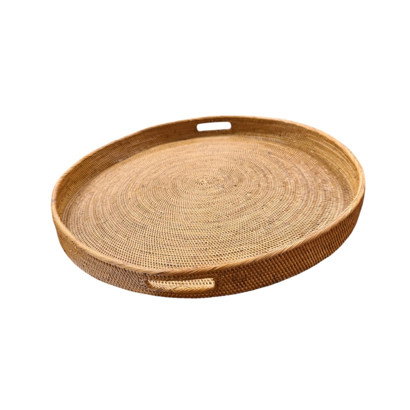 Hand Woven Ata Basket #181 Extra Large Round Tray Inset Handles
