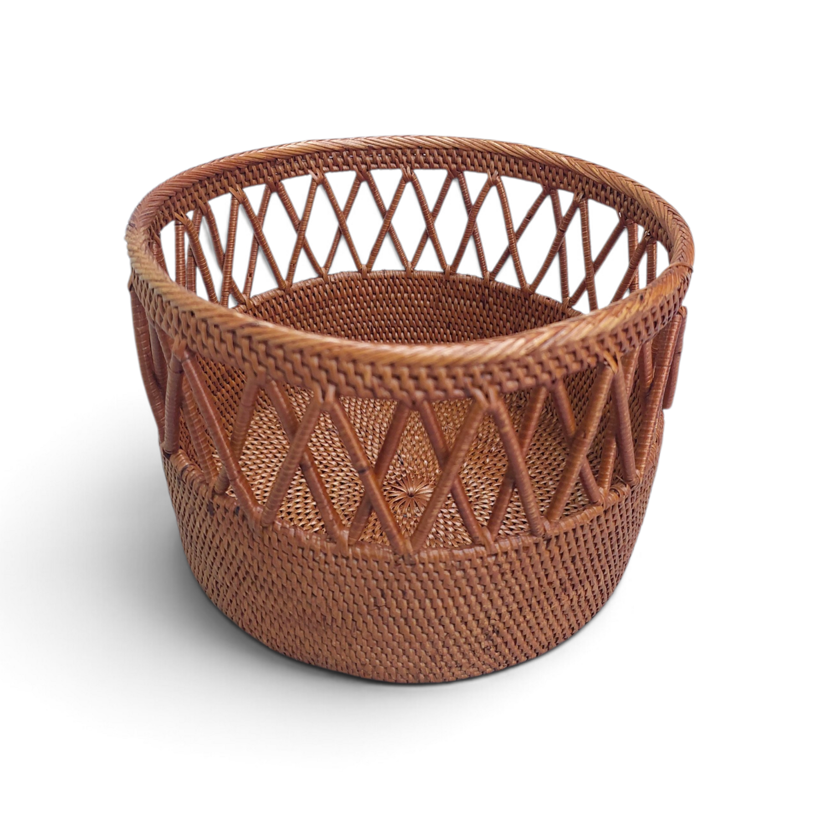 Hand Woven Ata Basket #185 Diamond Side Basket