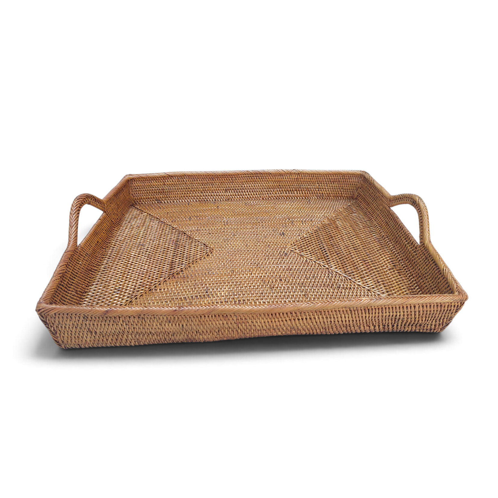 Hand Woven Ata Basket #188 Large Rectangle Tray with Handles