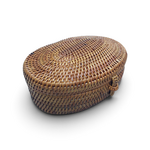 Hand Woven Ata Basket #189 Small Oval Latch Lid Box