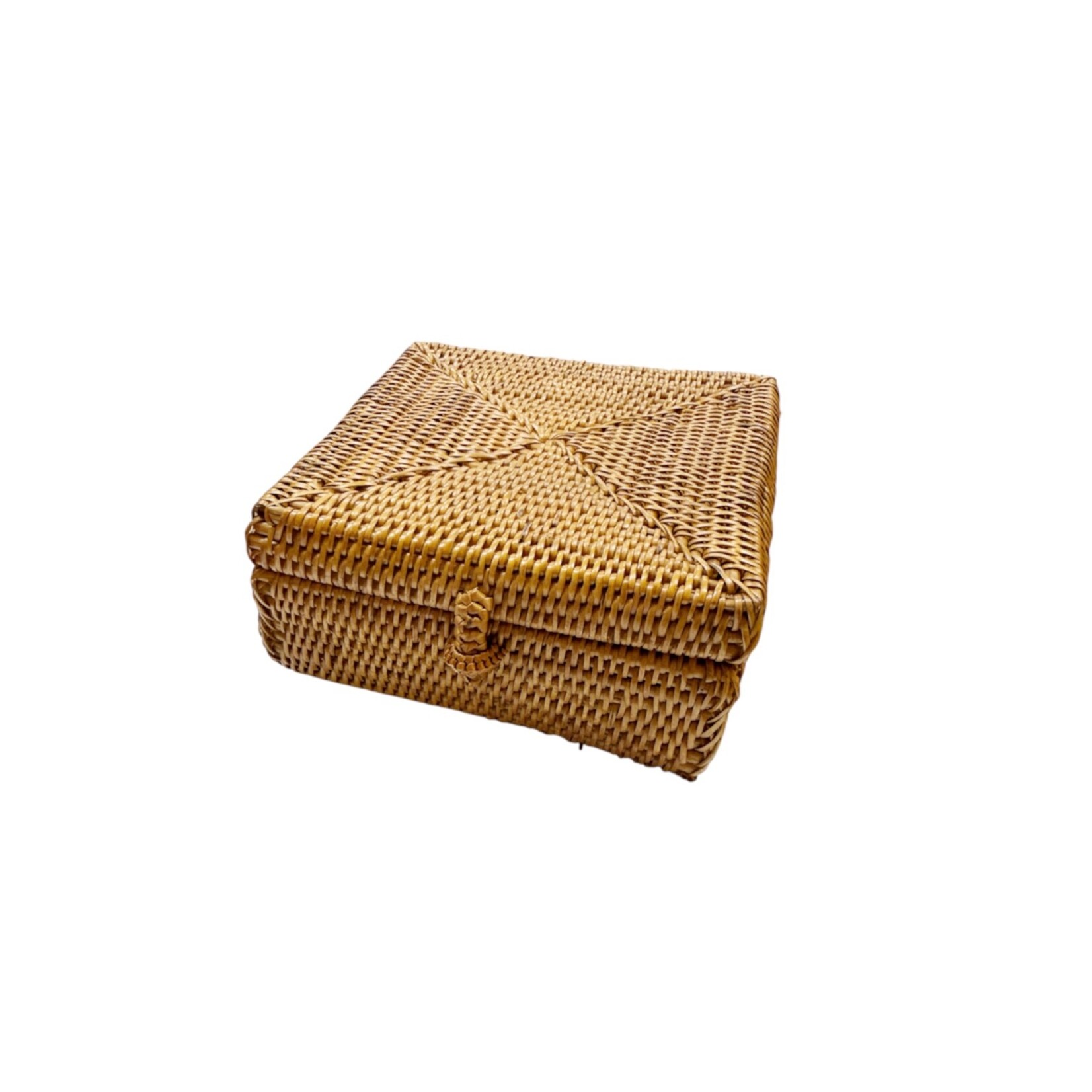 Hand Woven Ata Basket #191 Square Box with Latch Lid