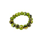 Hand Painted Wood Bubble Bracelet Green