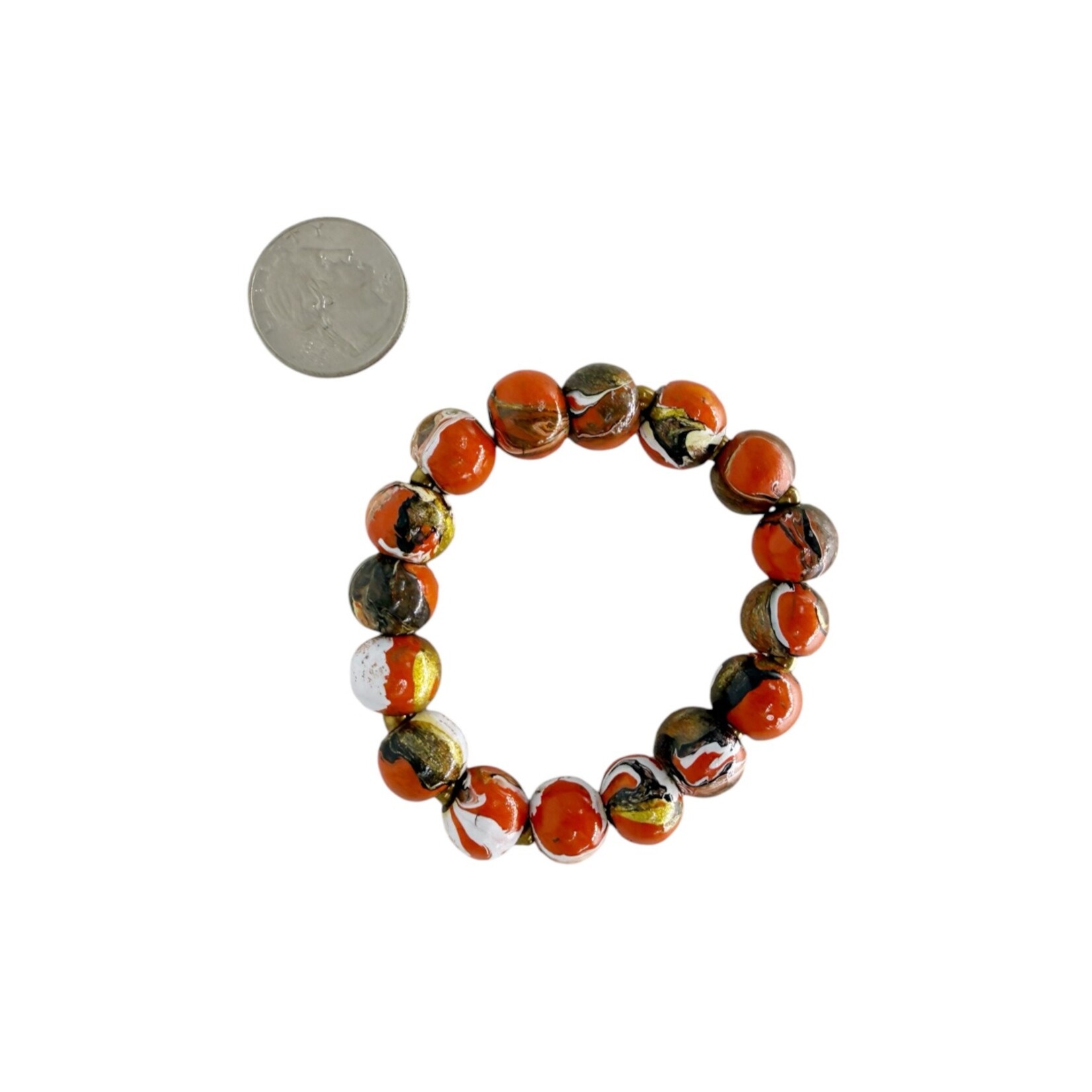 Hand Painted Wood Bubble Bracelet Orange
