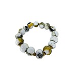 Hand Painted Wood Bubble Bracelet White