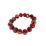 Hand Painted Wood Bubble Bracelet Red