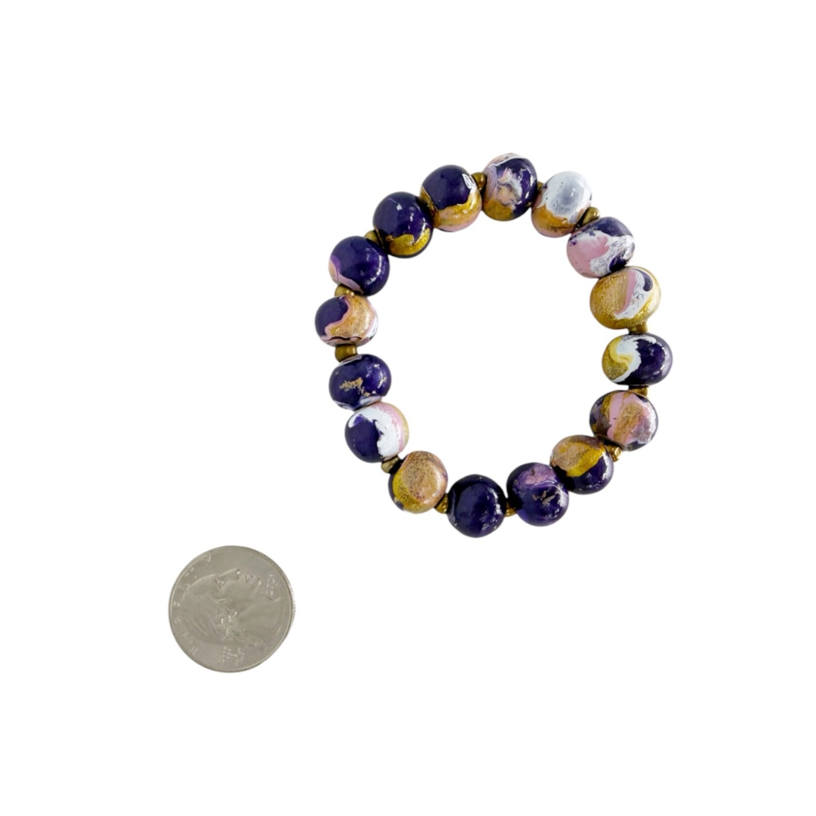 Hand Painted Wood Bubble Bracelet Purple