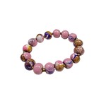Hand Painted Wood Bubble Bracelet Pink