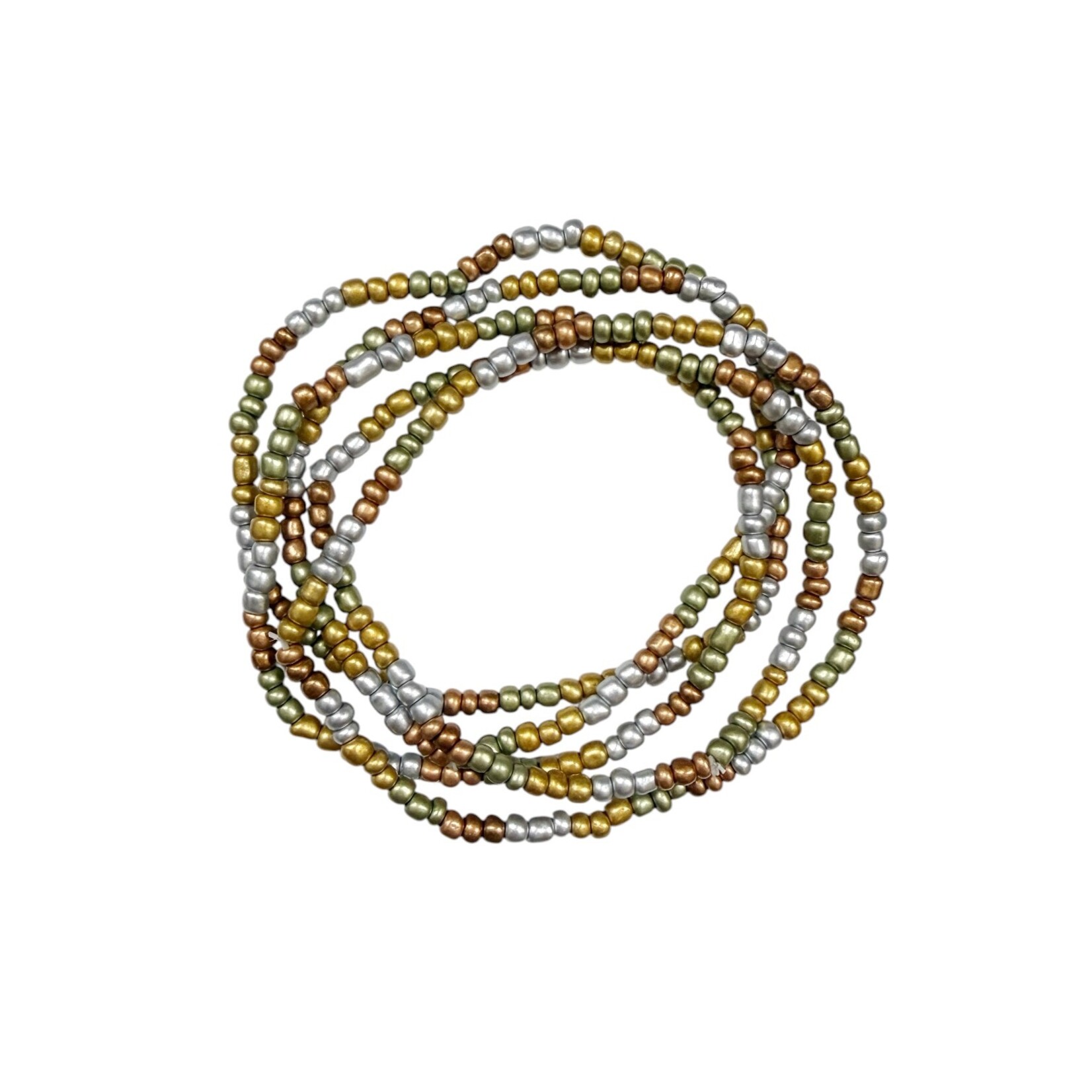 Beaded Stretch Anklet, Pack of 5 Earth
