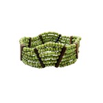 Beaded Stretch Bracelet with Wood Accents Green