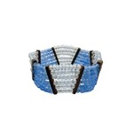 Beaded Stretch Bracelet with Wood Accents Blue
