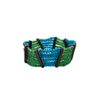 Beaded Stretch Bracelet with Wood Accents Blue and Green
