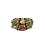 Beaded Stretch Bracelet with Wood Accents Copper and Green
