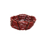 Beaded Stretch Bracelet with Wood Accents Red