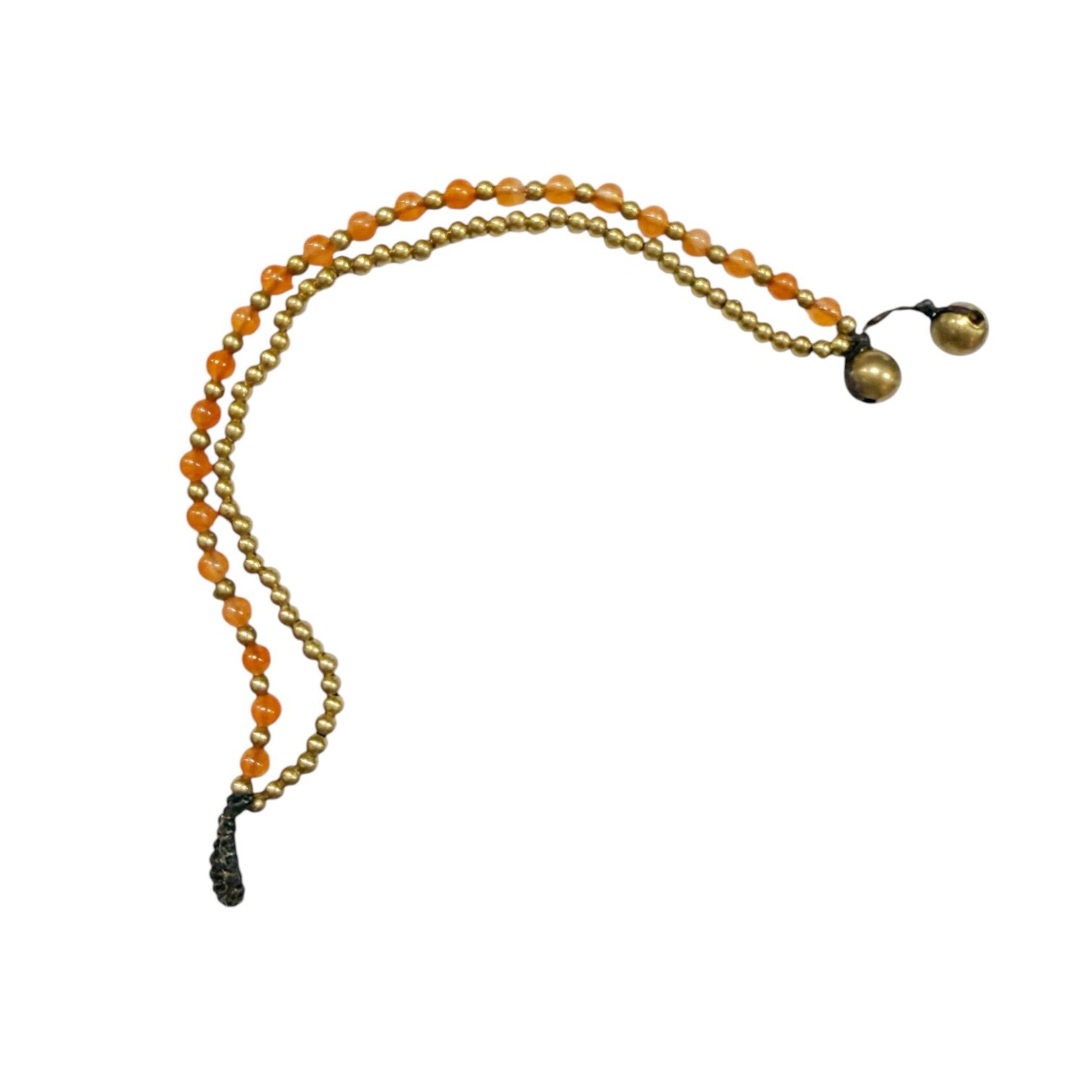 Brass and Glass Bead Bracelet TOL18 Tangerine
