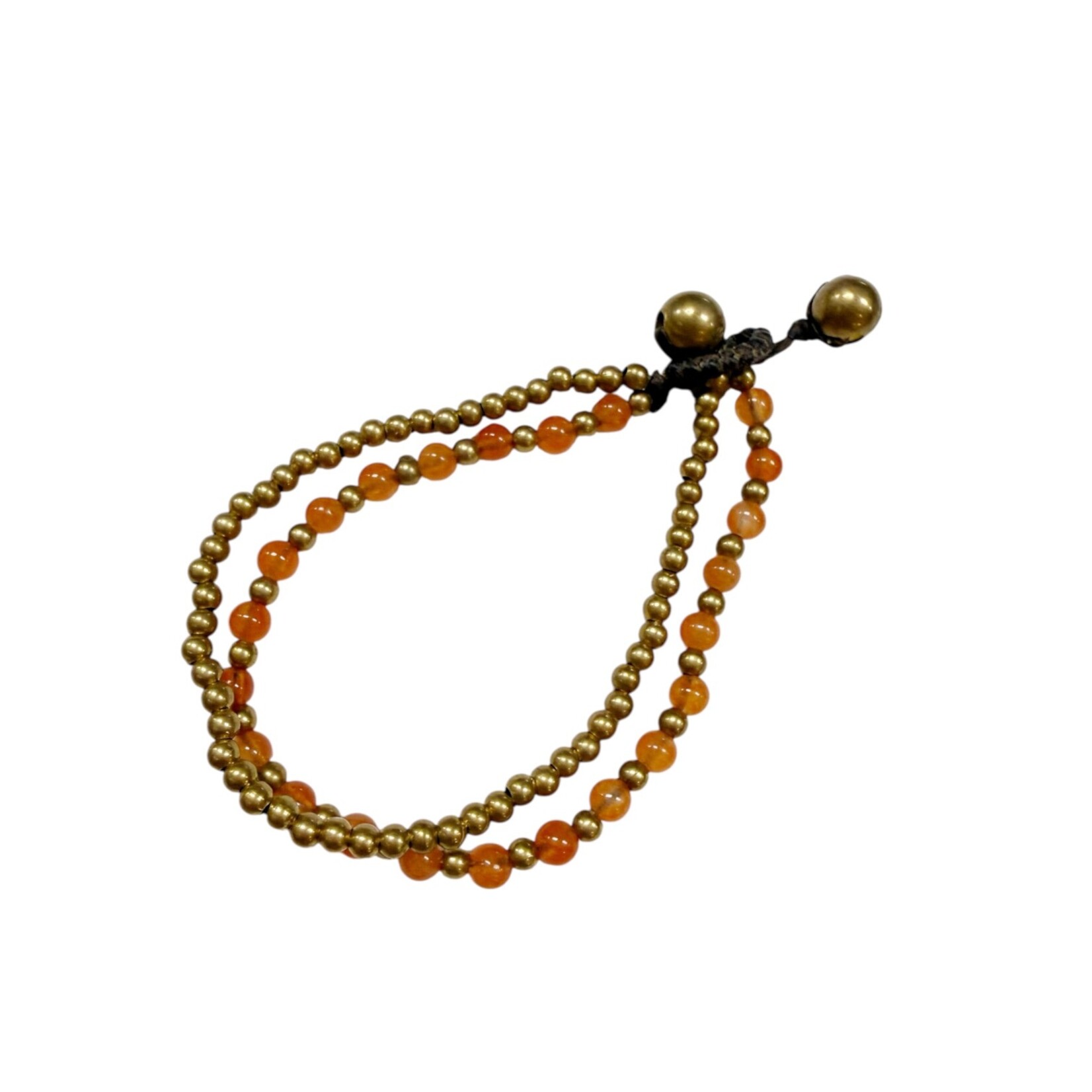 Brass and Glass Bead Bracelet TOL18 Tangerine