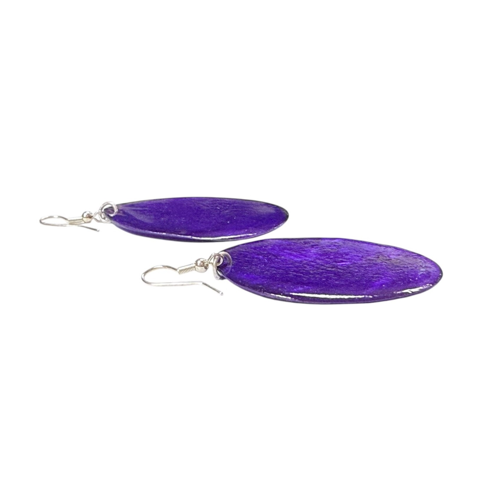 Capiz Shell Round Earrings Large 51mm #8 Purple