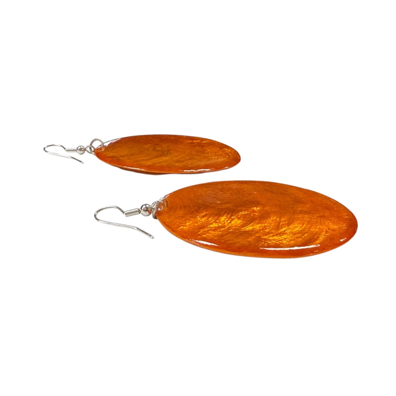Capiz Shell Round Earrings Large 51mm #9 Orange
