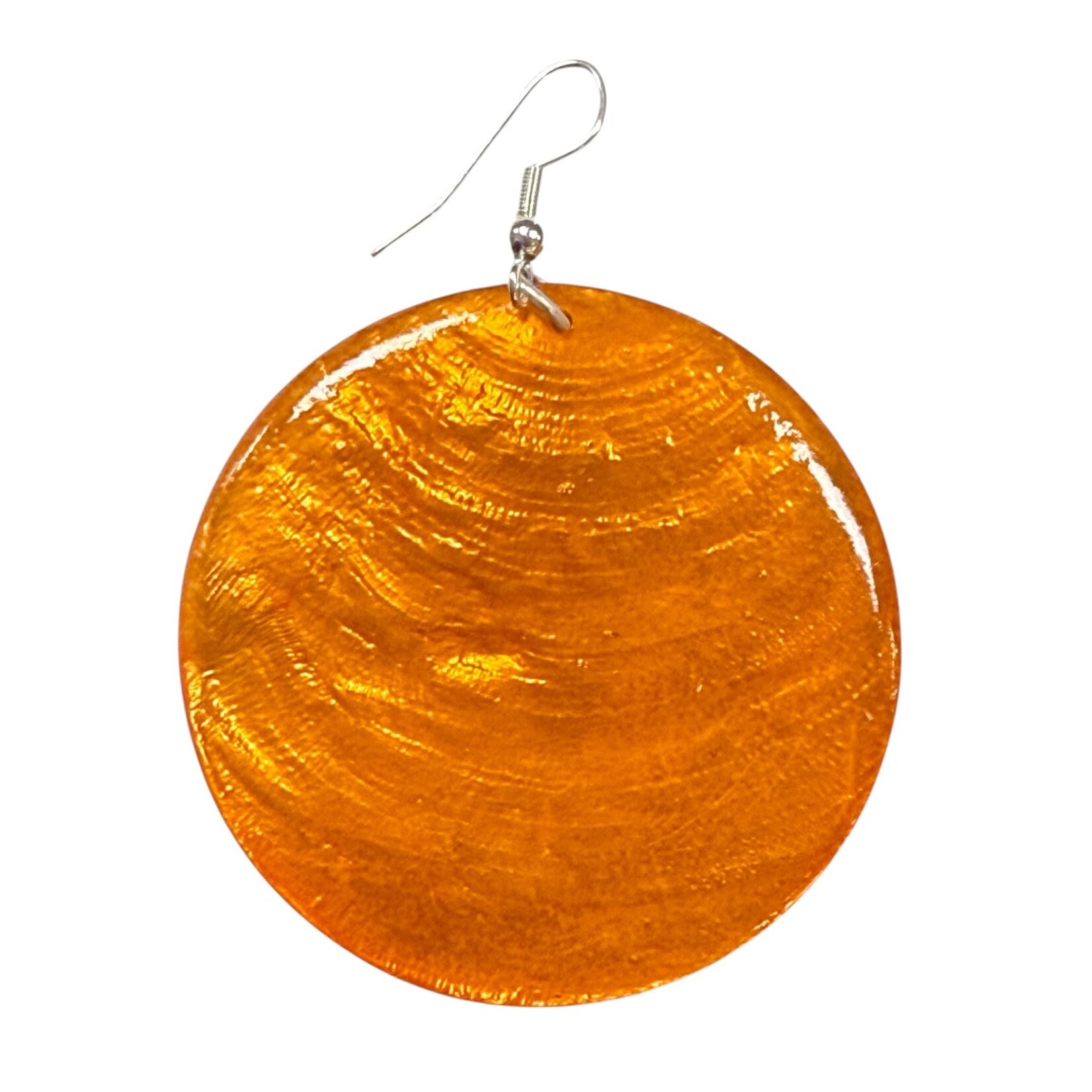 Capiz Shell Round Earrings Large 51mm #9 Orange
