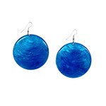 Capiz Shell Round Earrings Large 51mm #10 Blue