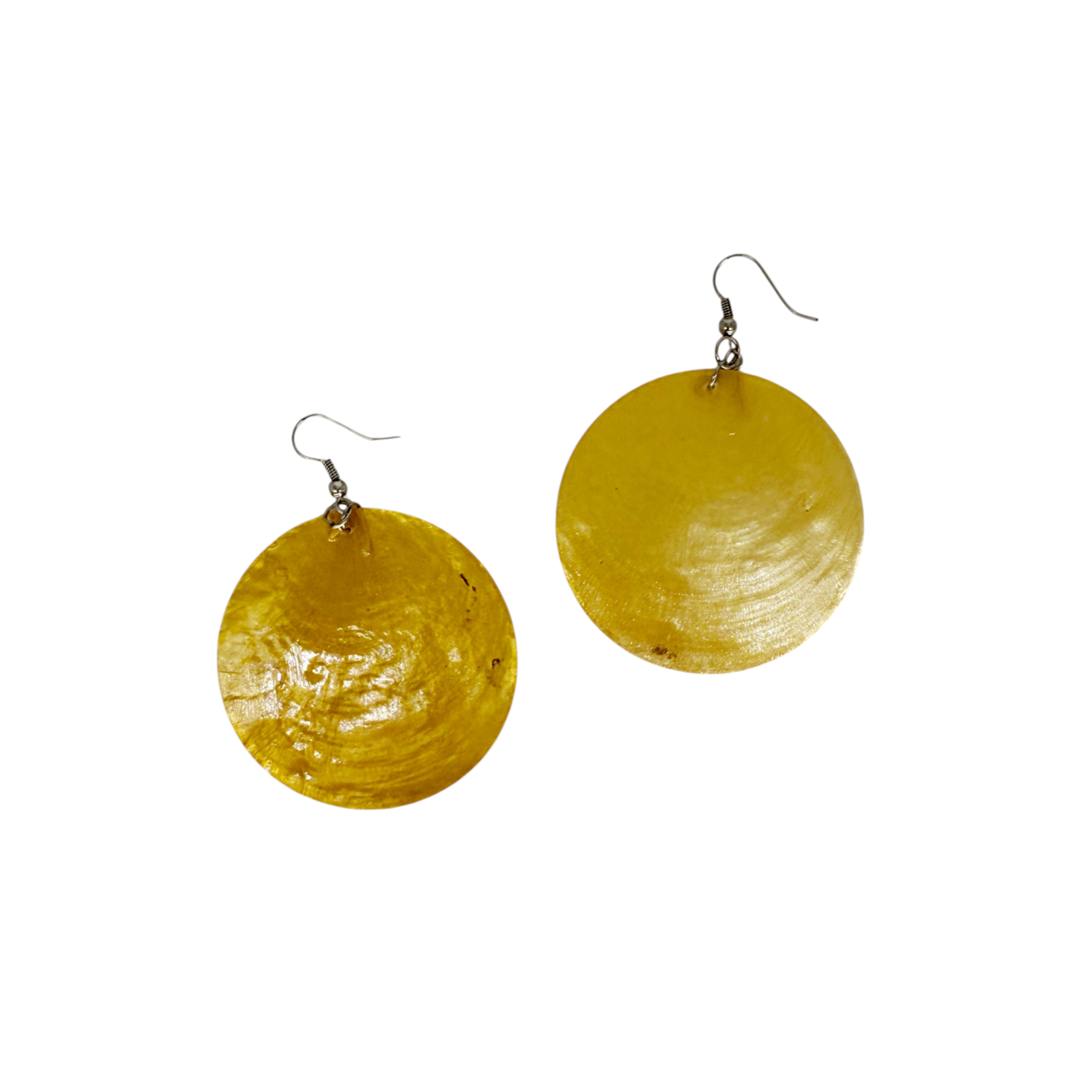 Capiz Shell Round Earrings Large 51mm #9 Orange