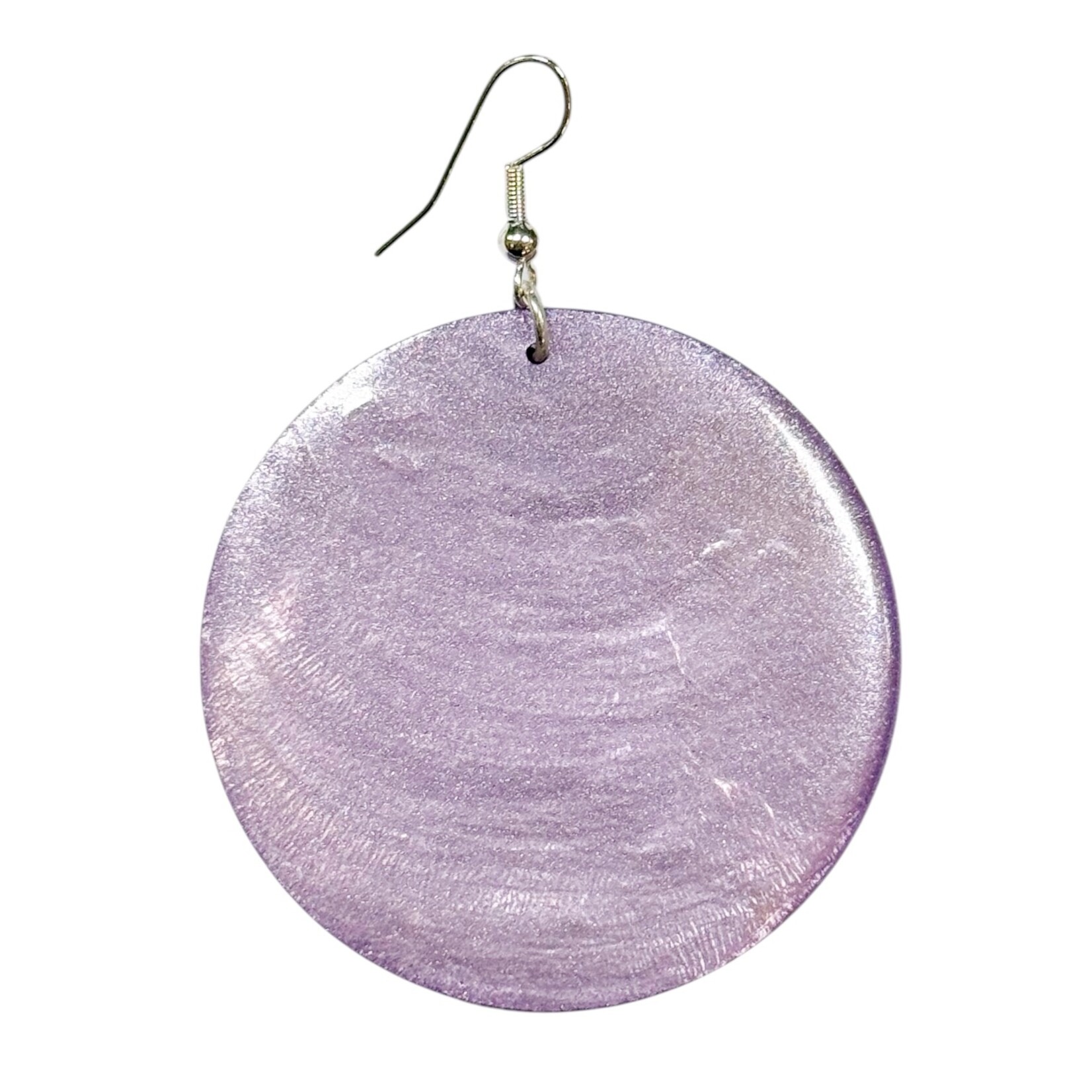 Capiz Shell Round Earrings Large 51mm #6 Lavender