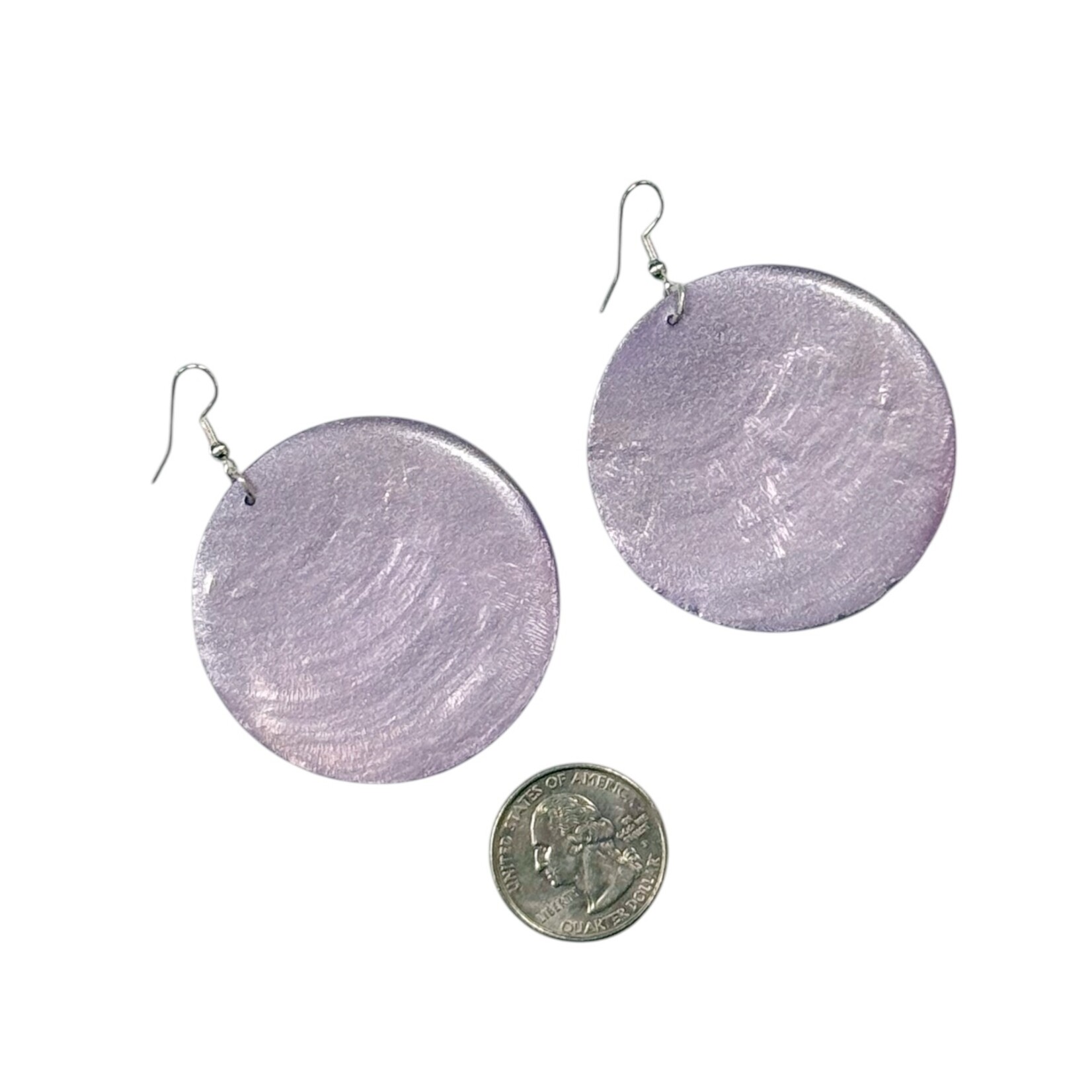 Capiz Shell Round Earrings Large 51mm #6 Lavender
