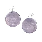 Capiz Shell Round Earrings Large 51mm #6 Lavender