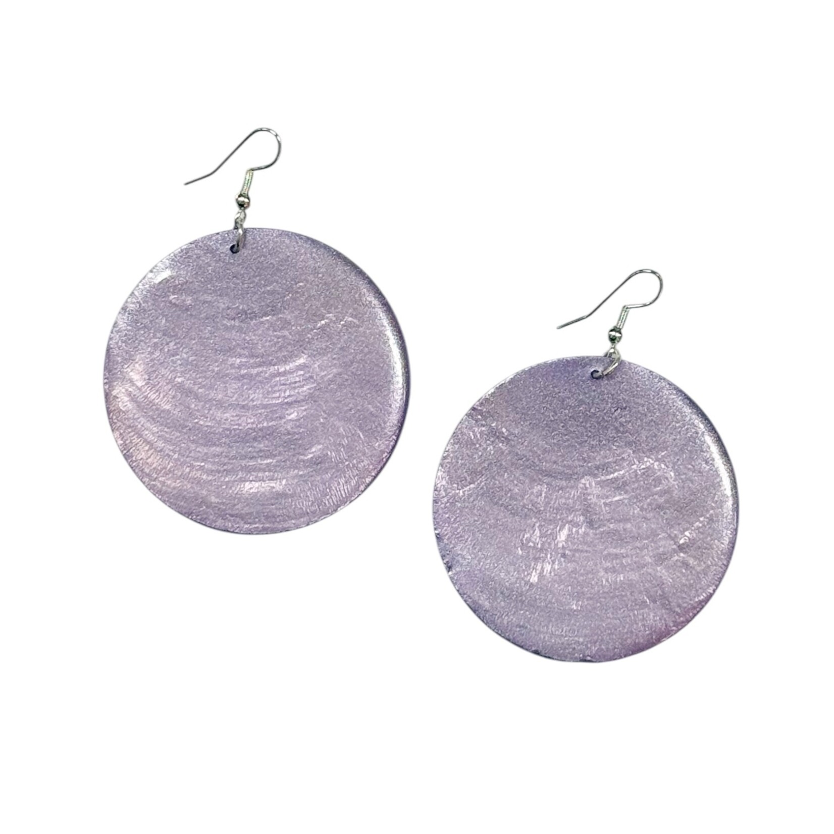 Capiz Shell Round Earrings Large 51mm #6 Lavender